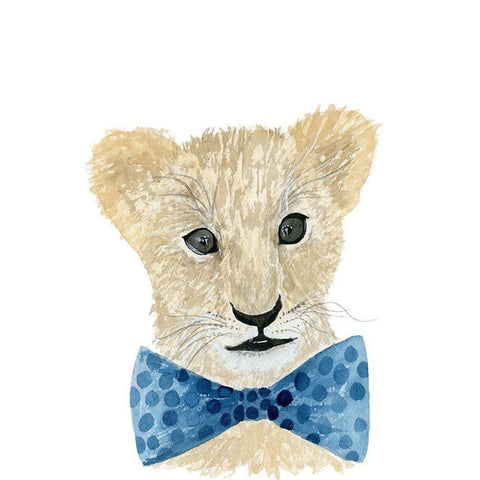 Lion With Bow Tie White Modern Wood Framed Art Print by Price, Lucille