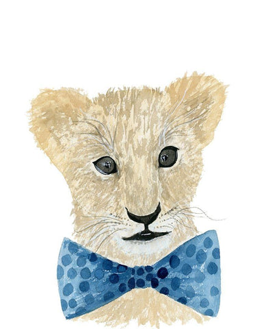 Lion With Bow Tie Black Ornate Wood Framed Art Print with Double Matting by Price, Lucille