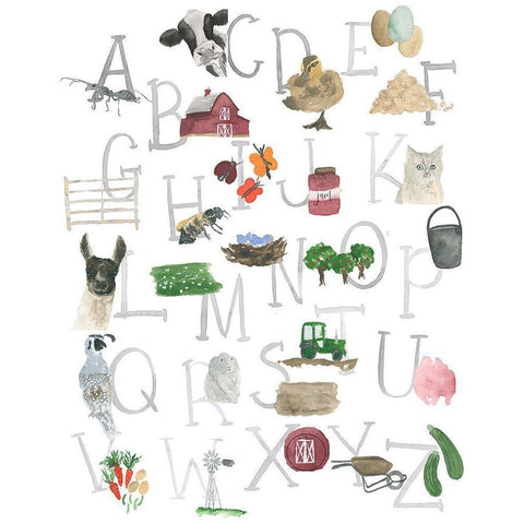 Farm Alphabet Black Modern Wood Framed Art Print by Price, Lucille