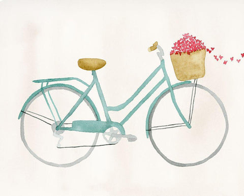Butterfly Bicycle White Modern Wood Framed Art Print with Double Matting by Price, Lucille