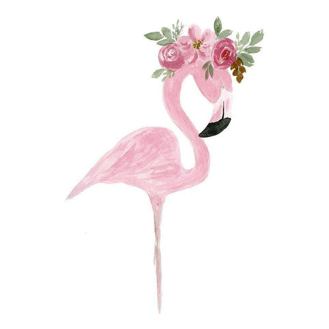 Pink Floral Crown Flamingo Gold Ornate Wood Framed Art Print with Double Matting by Price, Lucille