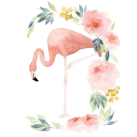 Floral Flamingo I Black Modern Wood Framed Art Print by Price, Lucille