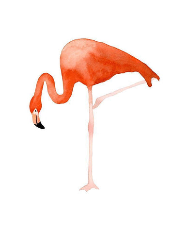 Standing Flamingo White Modern Wood Framed Art Print with Double Matting by Price, Lucille