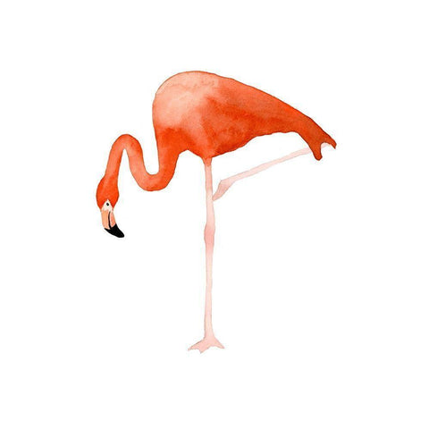 Standing Flamingo Black Modern Wood Framed Art Print by Price, Lucille