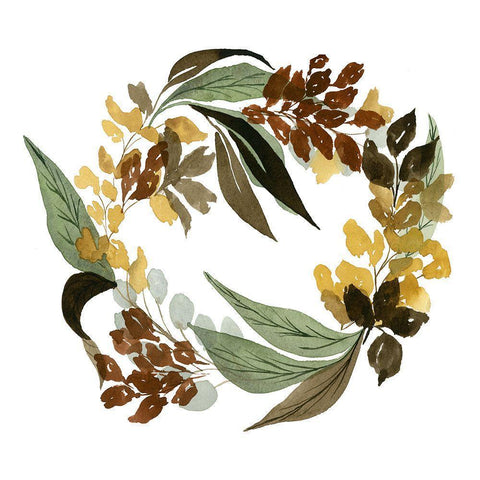 Fall Wreath Black Modern Wood Framed Art Print by Price, Lucille