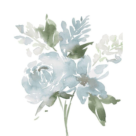 Restful Blue Floral II Black Modern Wood Framed Art Print by Price, Lucille