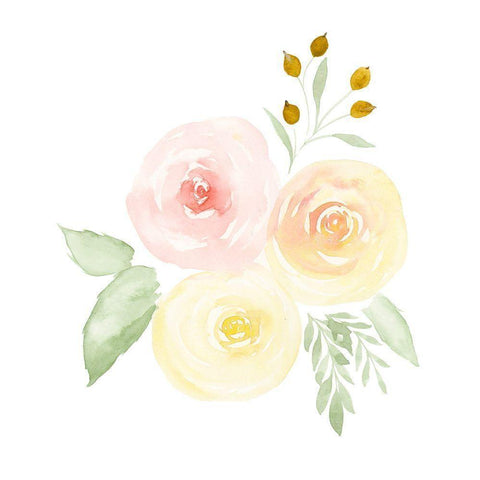 Watercolor Roses II Black Modern Wood Framed Art Print by Price, Lucille