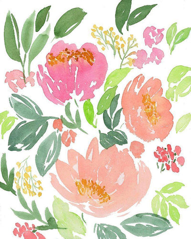 Sarahs Vibrant Garden White Modern Wood Framed Art Print with Double Matting by Price, Lucille