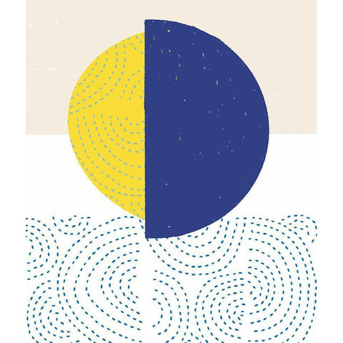Blue and Yellow Mod Circles I Gold Ornate Wood Framed Art Print with Double Matting by Bucheli, Jen
