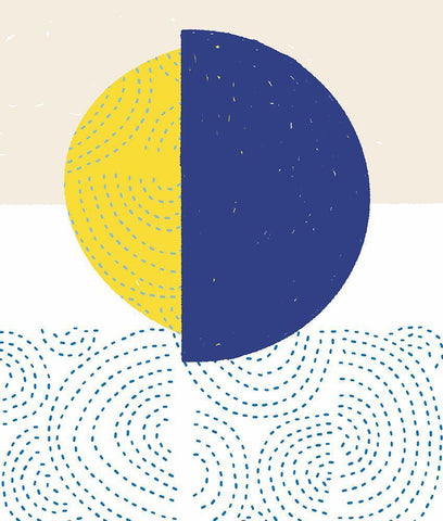 Blue and Yellow Mod Circles I White Modern Wood Framed Art Print with Double Matting by Bucheli, Jen