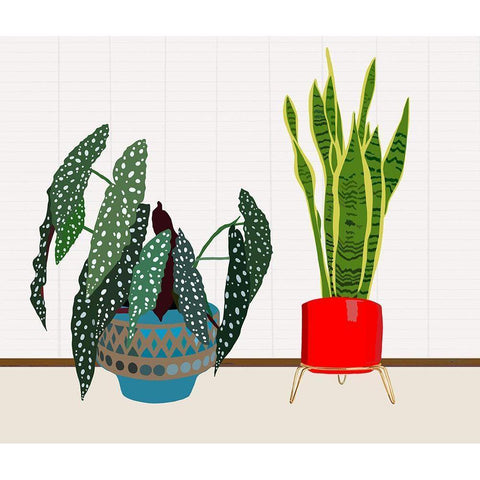 Potted Plant Friends I Black Modern Wood Framed Art Print with Double Matting by Bucheli, Jen