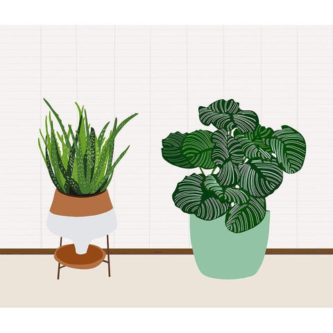 Potted Plant Friends II White Modern Wood Framed Art Print by Bucheli, Jen