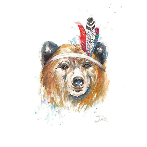 Indigenous Bear Gold Ornate Wood Framed Art Print with Double Matting by Pinto, Patricia