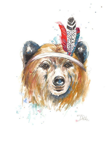 Indigenous Bear Black Ornate Wood Framed Art Print with Double Matting by Pinto, Patricia