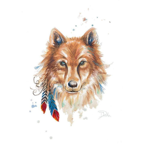 Indigenous Wolf Black Modern Wood Framed Art Print by Pinto, Patricia