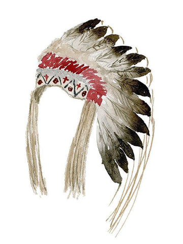 Native American Head Dress White Modern Wood Framed Art Print with Double Matting by Price, Lucille