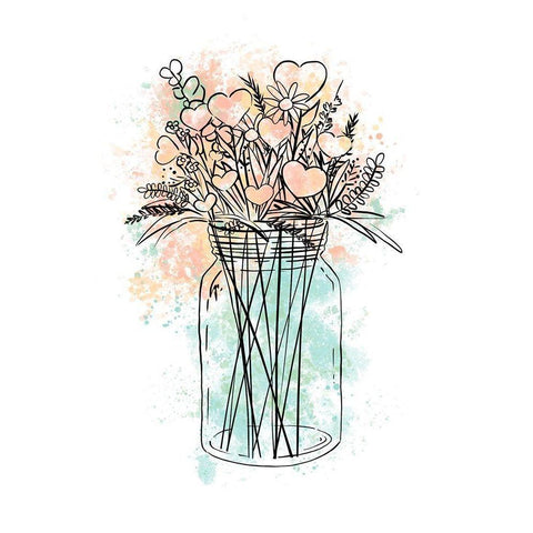 Love In A Mason Jar White Modern Wood Framed Art Print by Torres, Melanie