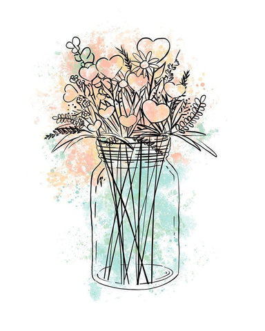 Love In A Mason Jar White Modern Wood Framed Art Print with Double Matting by Torres, Melanie