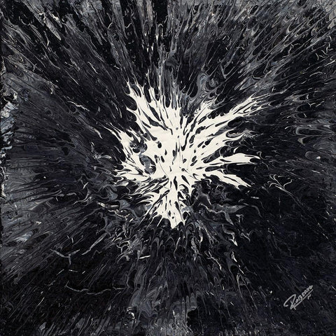 Falling Abstract Black Modern Wood Framed Art Print with Double Matting by Gonzalez, Roberto