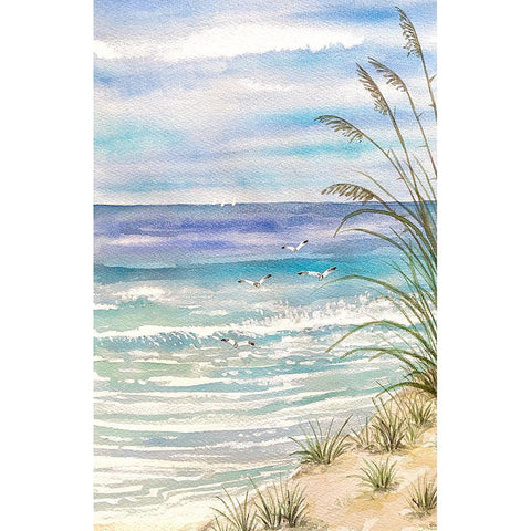 Watercolor Sea View I Gold Ornate Wood Framed Art Print with Double Matting by Biscardi, Nicholas
