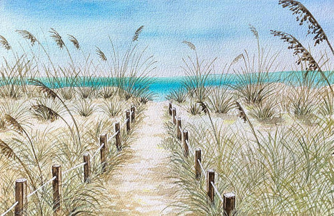 Path To The Shore White Modern Wood Framed Art Print with Double Matting by Biscardi, Nicholas