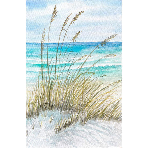 Watercolor Sea View II Black Modern Wood Framed Art Print with Double Matting by Biscardi, Nicholas