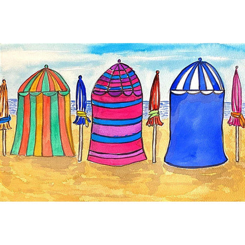 Cabana Beach I Black Modern Wood Framed Art Print with Double Matting by Biscardi, Nicholas