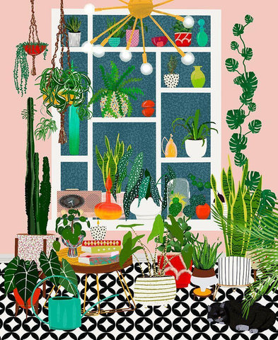 Plant Solarium Bright Black Ornate Wood Framed Art Print with Double Matting by Bucheli, Jen