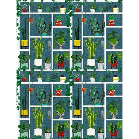 Plant Living Modular Pattern Gold Ornate Wood Framed Art Print with Double Matting by Bucheli, Jen