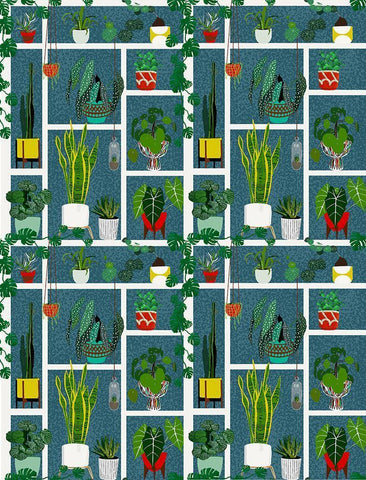 Plant Living Modular Pattern White Modern Wood Framed Art Print with Double Matting by Bucheli, Jen