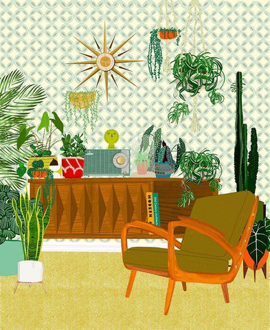 Plant Living Room Black Ornate Wood Framed Art Print with Double Matting by Bucheli, Jen