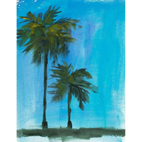 Twin Palms Black Modern Wood Framed Art Print with Double Matting by Slivka, Jane