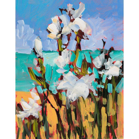 Flowers By The Beach Gold Ornate Wood Framed Art Print with Double Matting by Slivka, Jane