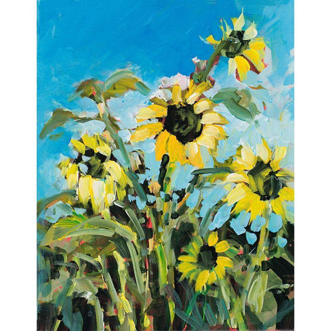 Sunflowers Black Modern Wood Framed Art Print with Double Matting by Slivka, Jane