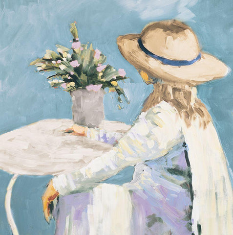 Contemplating White Modern Wood Framed Art Print with Double Matting by Slivka, Jane