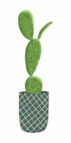 Modern Cacti Pot II White Modern Wood Framed Art Print with Double Matting by Bucheli, Jen