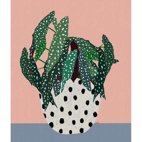 Plant in Dotted Pot Black Modern Wood Framed Art Print by Bucheli, Jen
