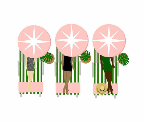 Sunbathing Ladies White Modern Wood Framed Art Print with Double Matting by Bucheli, Jen