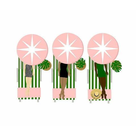 Sunbathing Ladies Black Modern Wood Framed Art Print with Double Matting by Bucheli, Jen