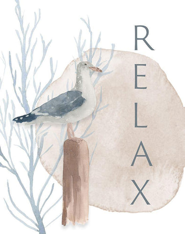 Seabird Relax White Modern Wood Framed Art Print with Double Matting by Price, Lucille