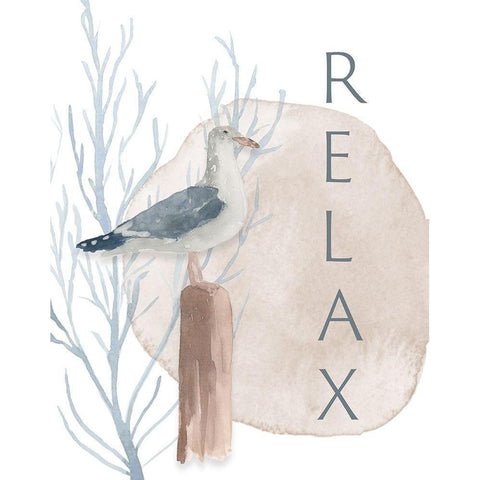 Seabird Relax Black Modern Wood Framed Art Print with Double Matting by Price, Lucille