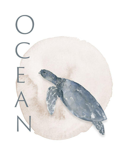 Ocean Turtle White Modern Wood Framed Art Print with Double Matting by Price, Lucille