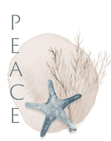 Peace Starfish White Modern Wood Framed Art Print with Double Matting by Price, Lucille