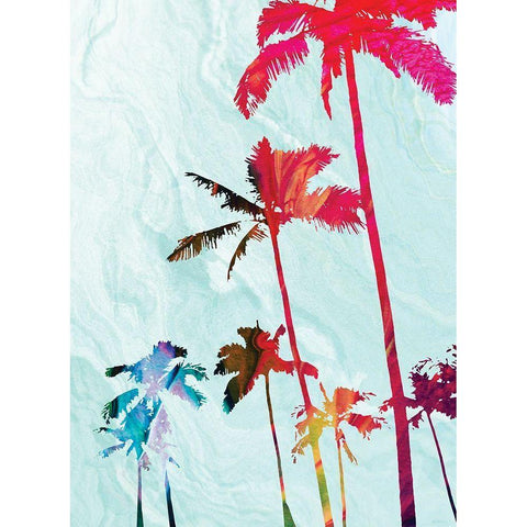 Colorful Palms White Modern Wood Framed Art Print by Meneely, Dan