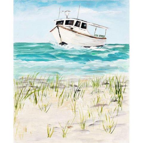 Boat By The Shore Gold Ornate Wood Framed Art Print with Double Matting by DeRice, Julie