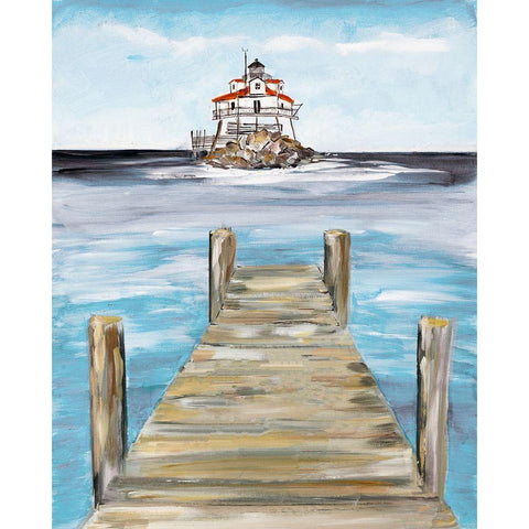 Dock View White Modern Wood Framed Art Print by DeRice, Julie