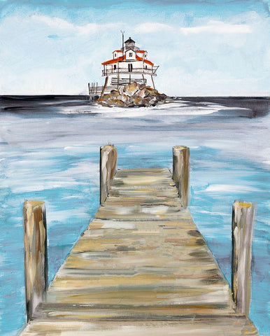 Dock View Black Ornate Wood Framed Art Print with Double Matting by DeRice, Julie