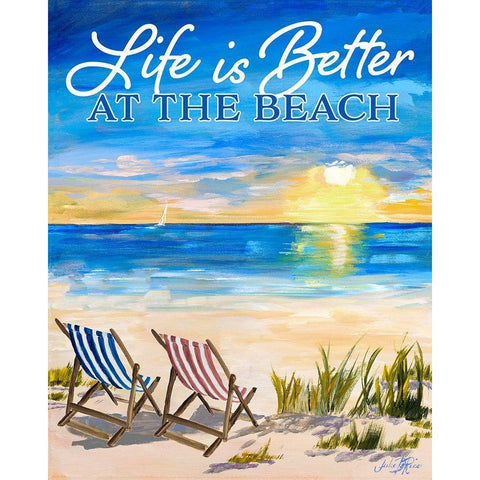Life Is Better At The Beach Gold Ornate Wood Framed Art Print with Double Matting by DeRice, Julie