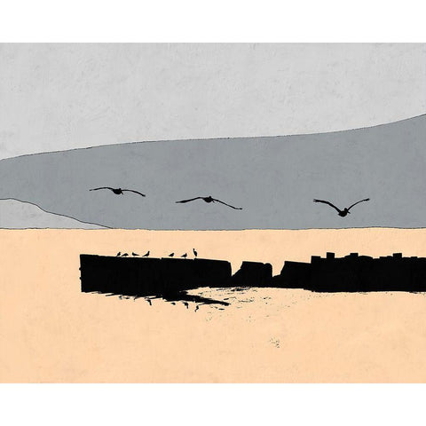 Flying Off The Dock White Modern Wood Framed Art Print by Tom, Ella