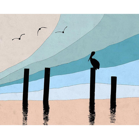 Pelican Post I Black Modern Wood Framed Art Print by Tom, Ella